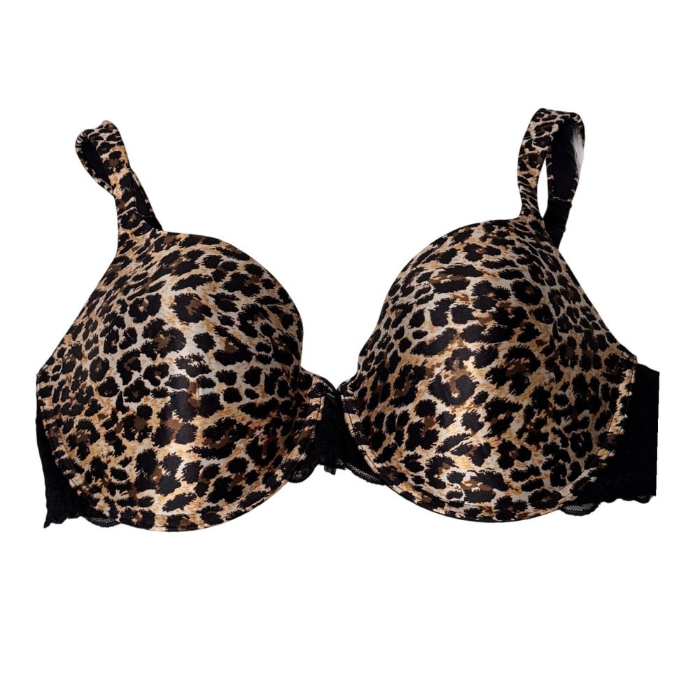 Self Expressions by Lilyette Leopard Print Lace Trim Underwire Bra‎ 38D 05071